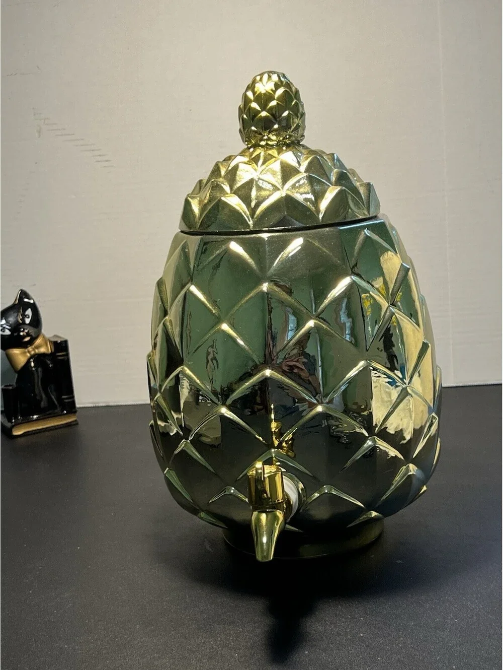 BarCraft Pineapple Drinks Dispenser Tropical Chic Gold Glass, 6 L 1.6 Gal, 5x13”